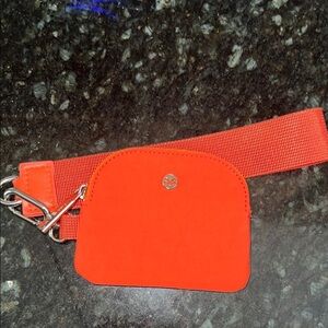 Orange Belt Bag with Silver Hardware